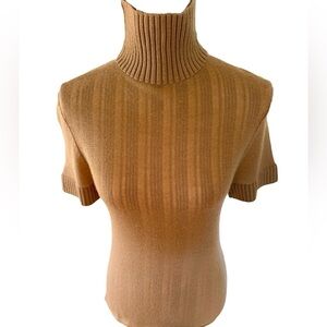 Calvin Klein Tan Turtle Neck Sweater with Ribbed Texture